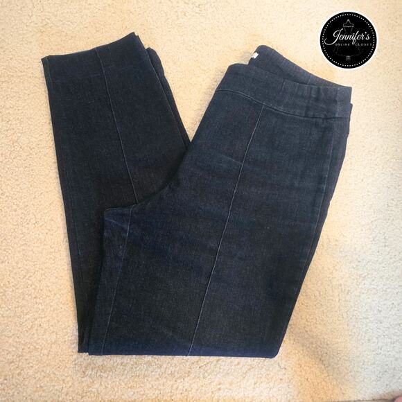 Draper's and Damon's Petite Stretch Dark Blue Pleated Leg Pull On Jeans Size PM - Picture 2 of 8